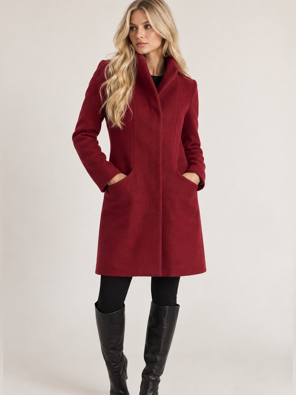 Wilfred Aritzia Cocoon Wool Cashmere Blend Coat Burgundy XS